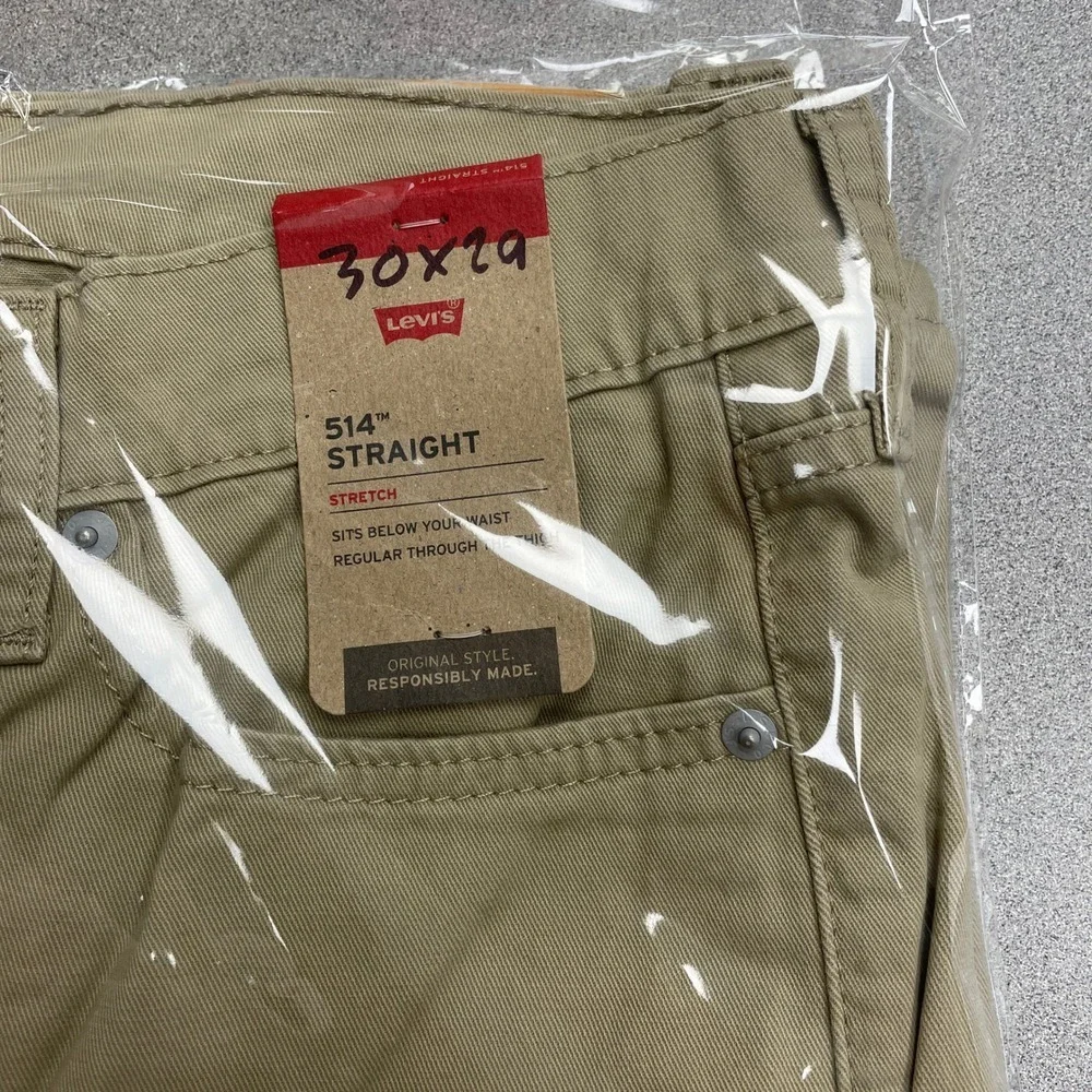 NEW Levi's 514 Men's 30x29 Straight Twill Pants Khaki Stretch